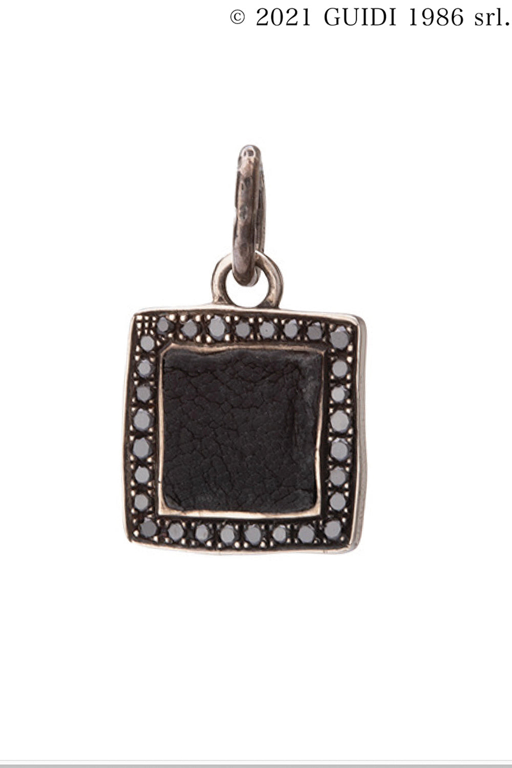 G-CI02DN - Leather x Silver Square Charm Black Diamond