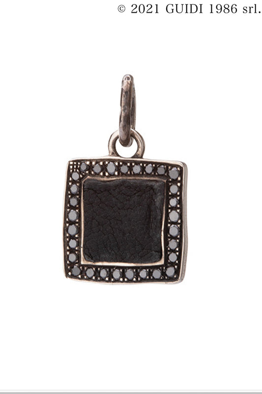 G-CI02DN - Leather x Silver Square Charm Black Diamond