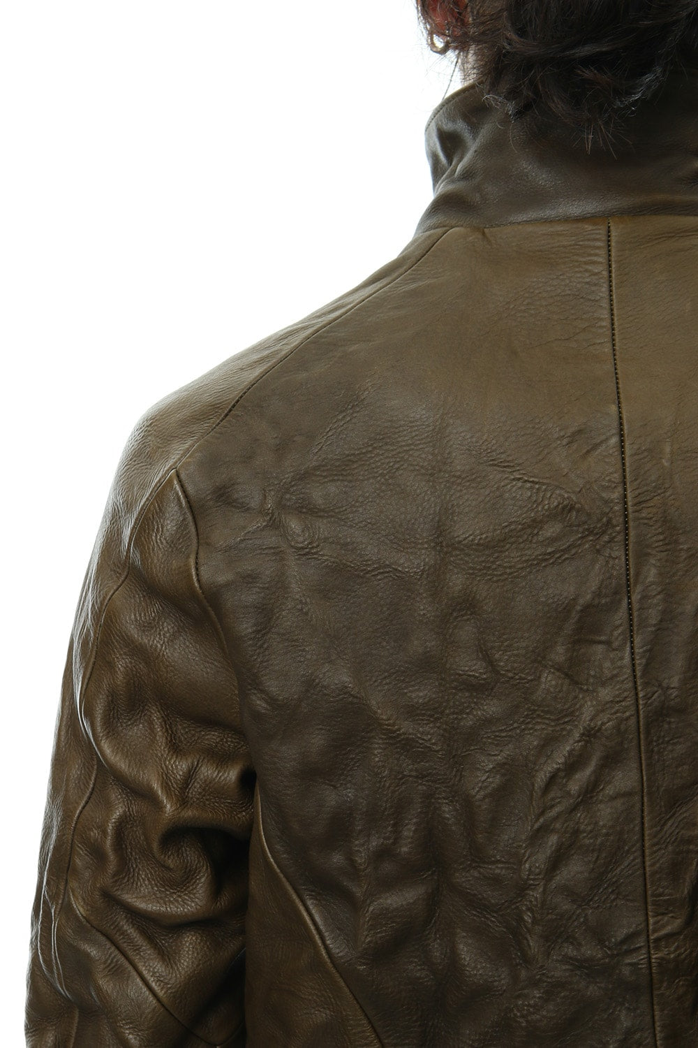 LEATHER TRACK JACKET - Khaki - CJ-1636