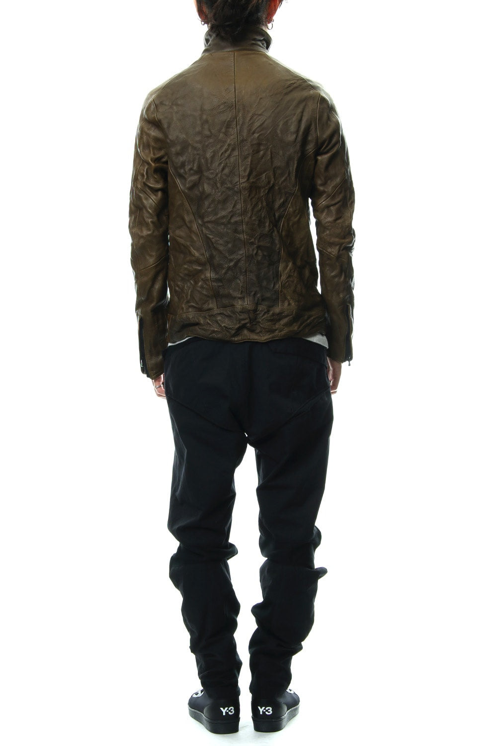 LEATHER TRACK JACKET - Khaki - CJ-1636