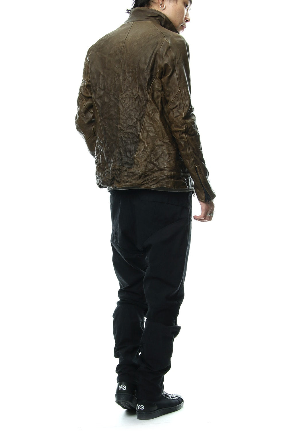 LEATHER TRACK JACKET - Khaki - CJ-1636