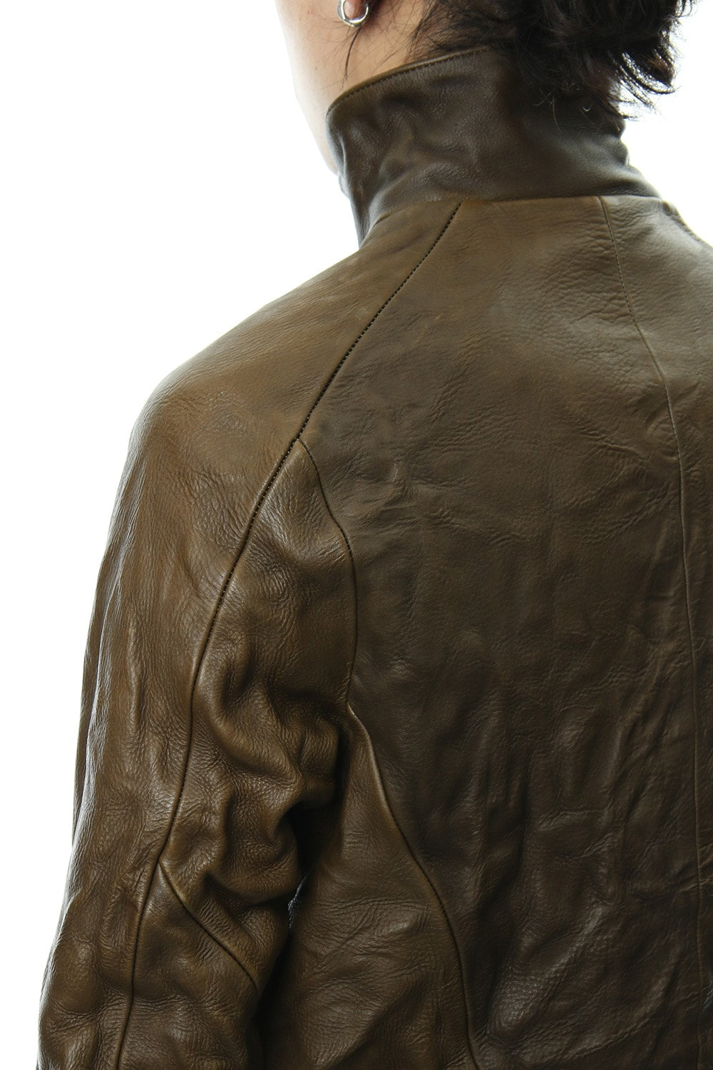 LEATHER TRACK JACKET - Khaki - CJ-1636