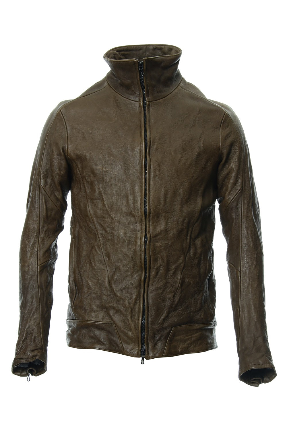 LEATHER TRACK JACKET - Khaki - CJ-1636