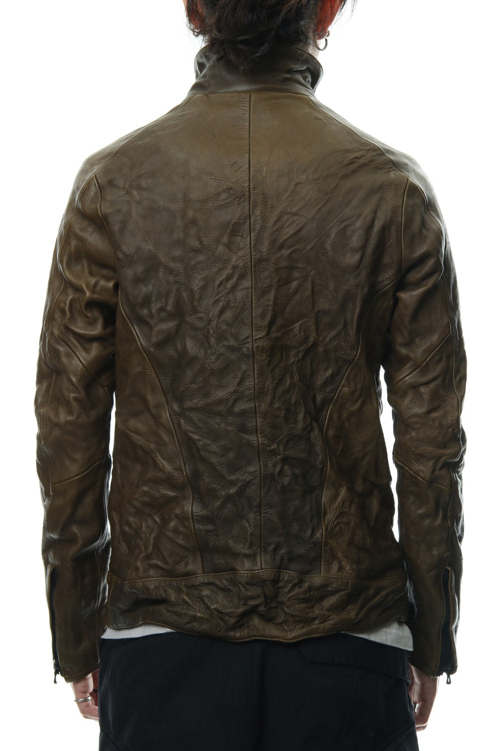 LEATHER TRACK JACKET - Khaki - CJ-1636