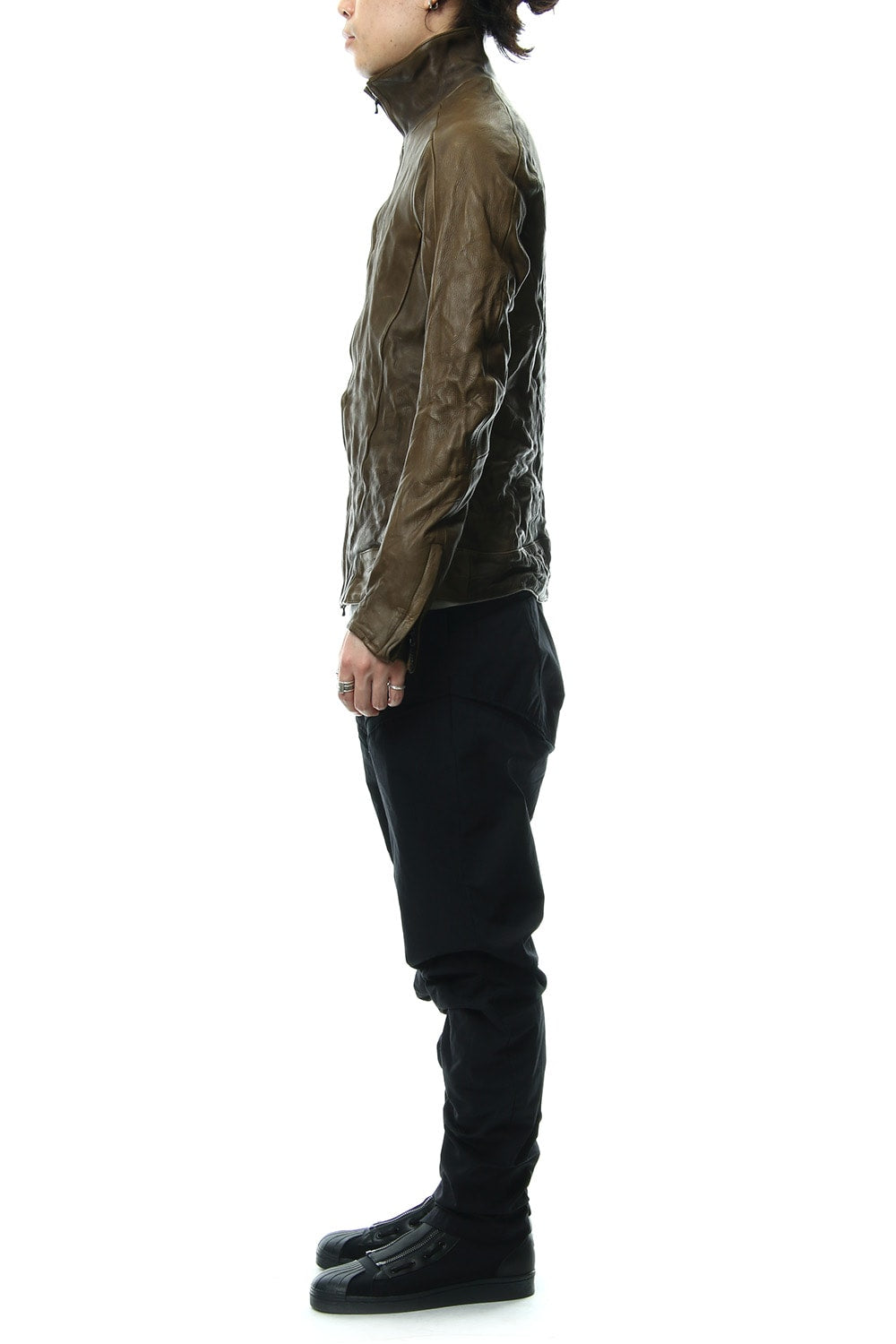 LEATHER TRACK JACKET - Khaki - CJ-1636