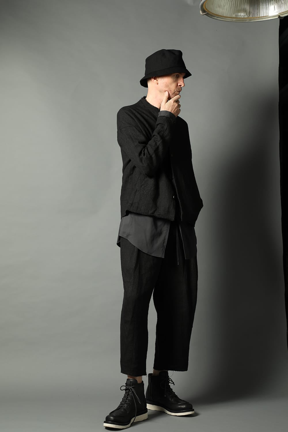 Jacket silk linen crazy check  Black