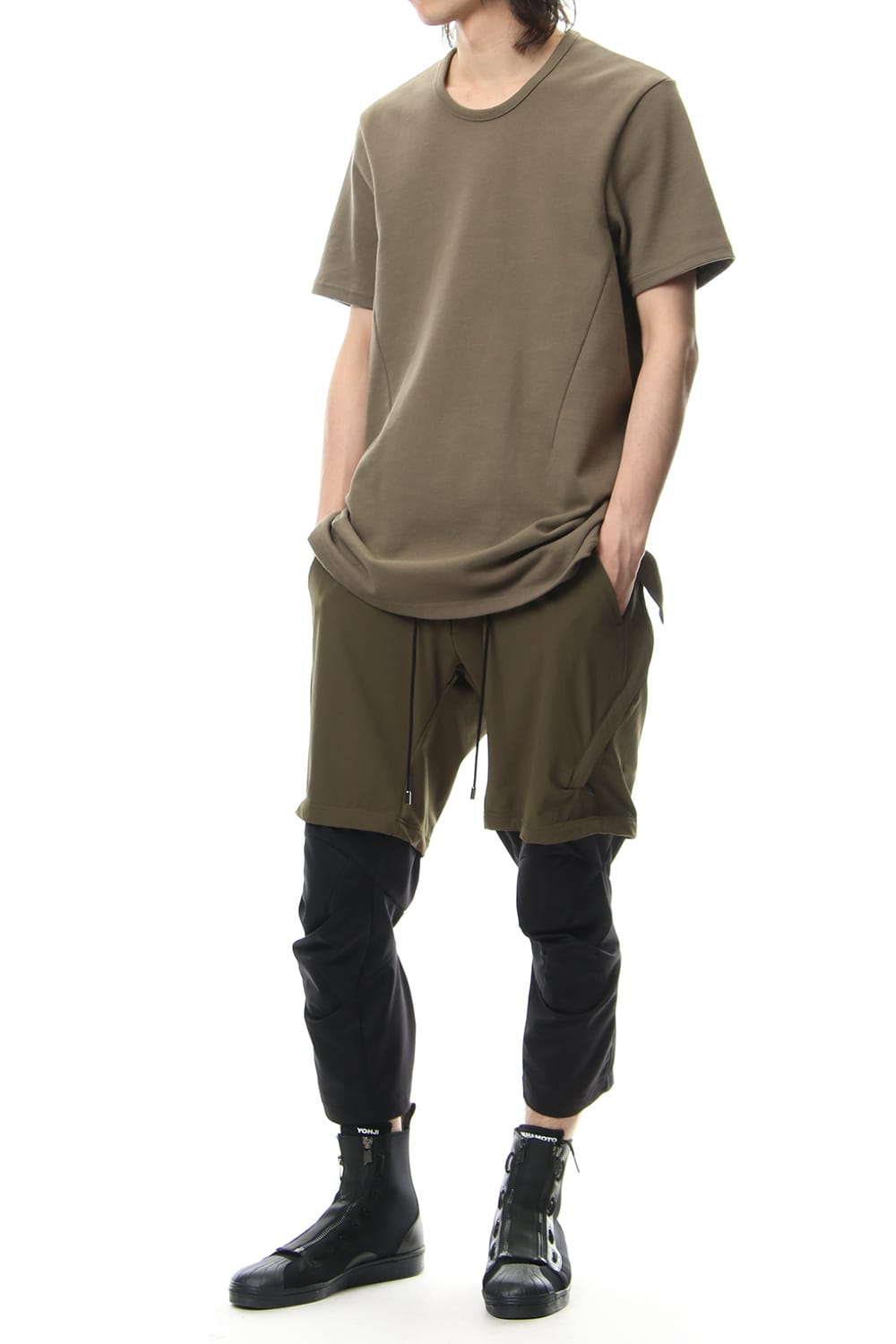 CREW NECK SIDEVENT S/S - Khaki - CM-1802