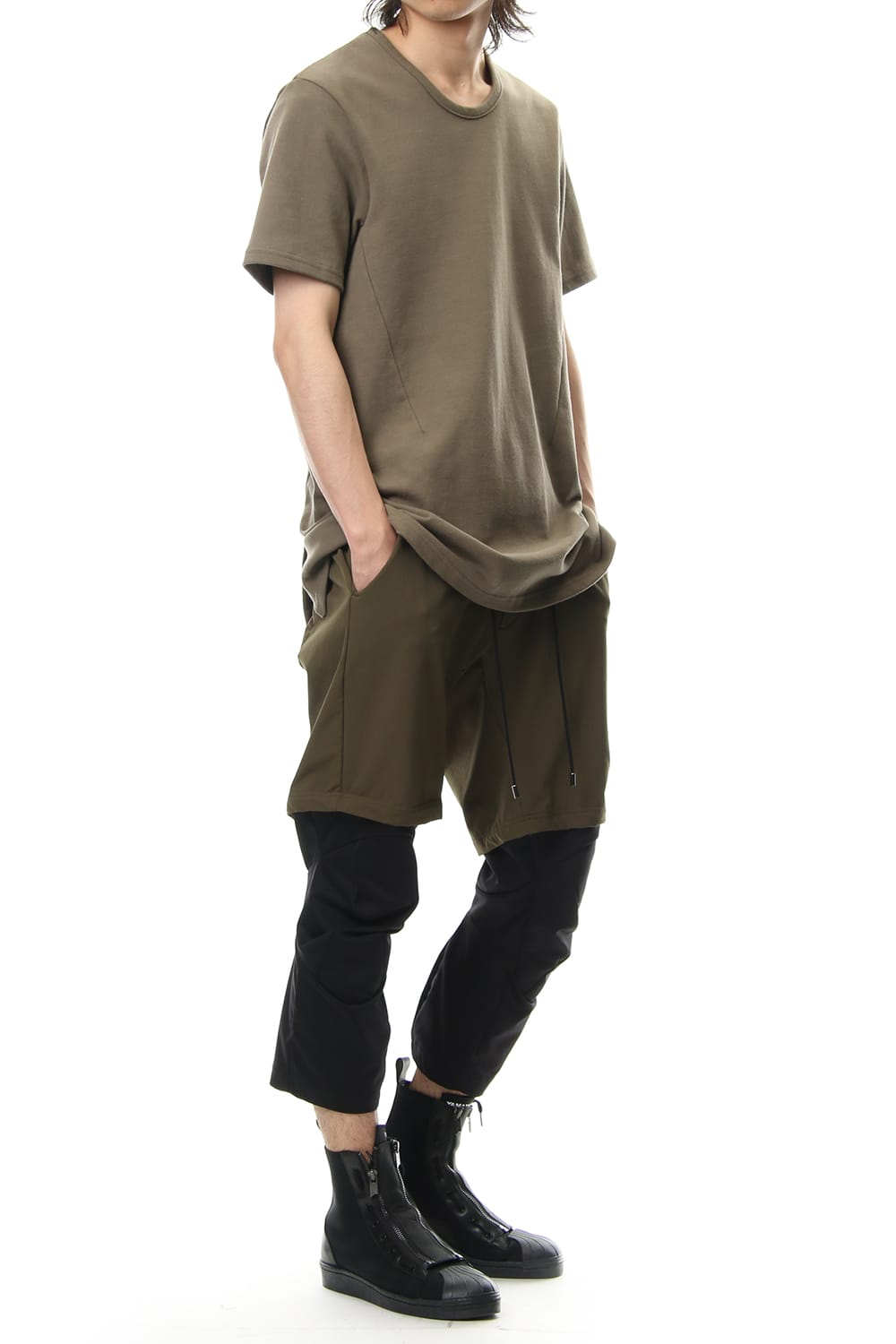 CREW NECK SIDEVENT S/S - Khaki - CM-1802