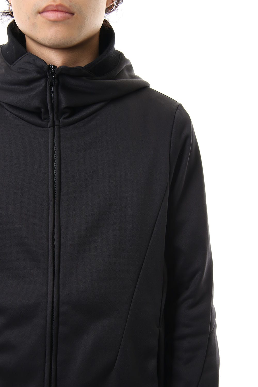 ZIP UP VACUUM NECK PARKA BLACK