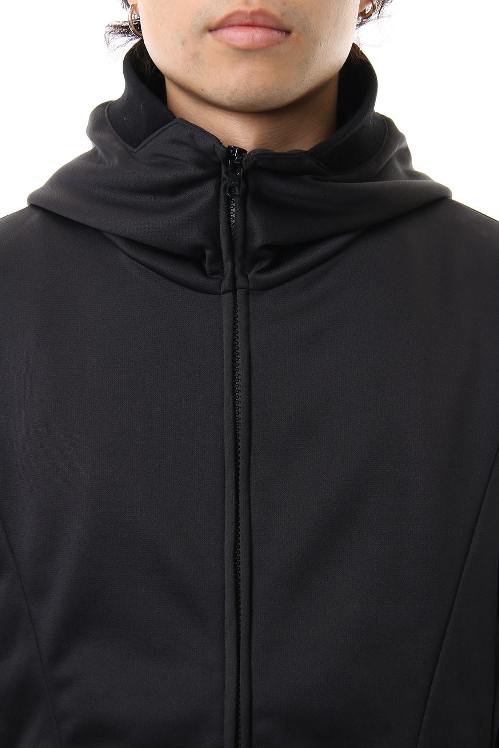 ZIP UP VACUUM NECK PARKA BLACK