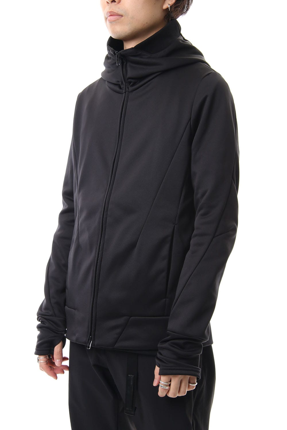 ZIP UP VACUUM NECK PARKA BLACK