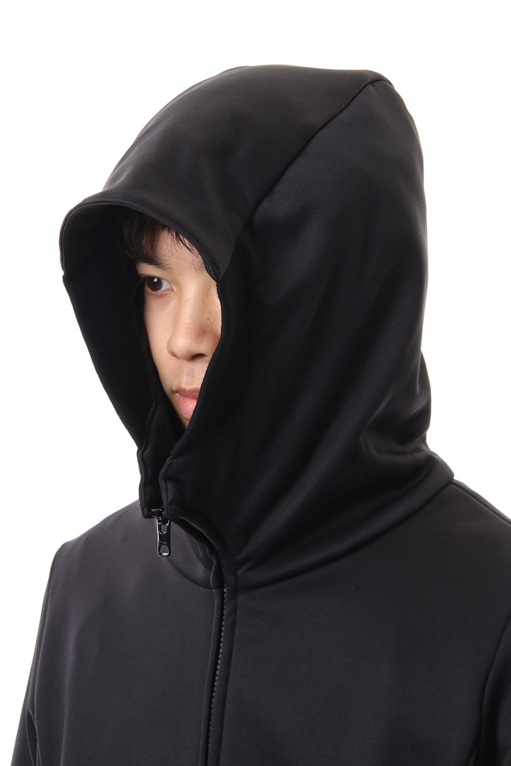 ZIP UP VACUUM NECK PARKA BLACK