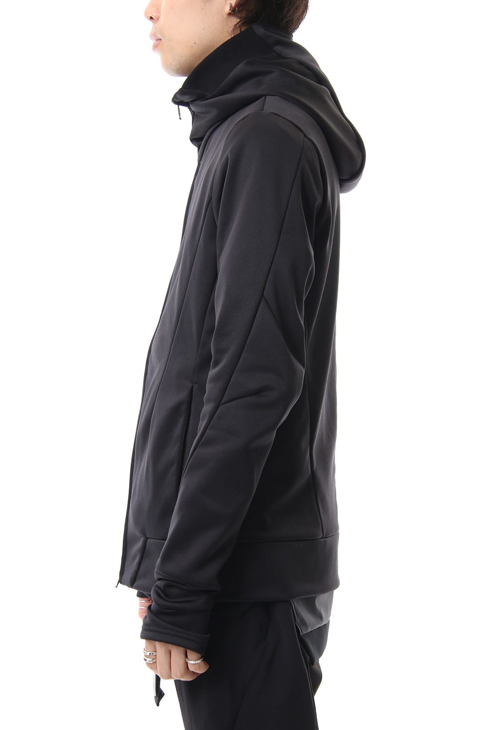 ZIP UP VACUUM NECK PARKA BLACK