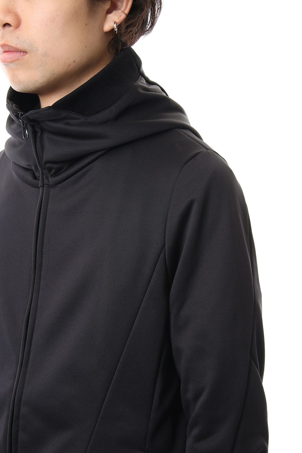 ZIP UP VACUUM NECK PARKA BLACK