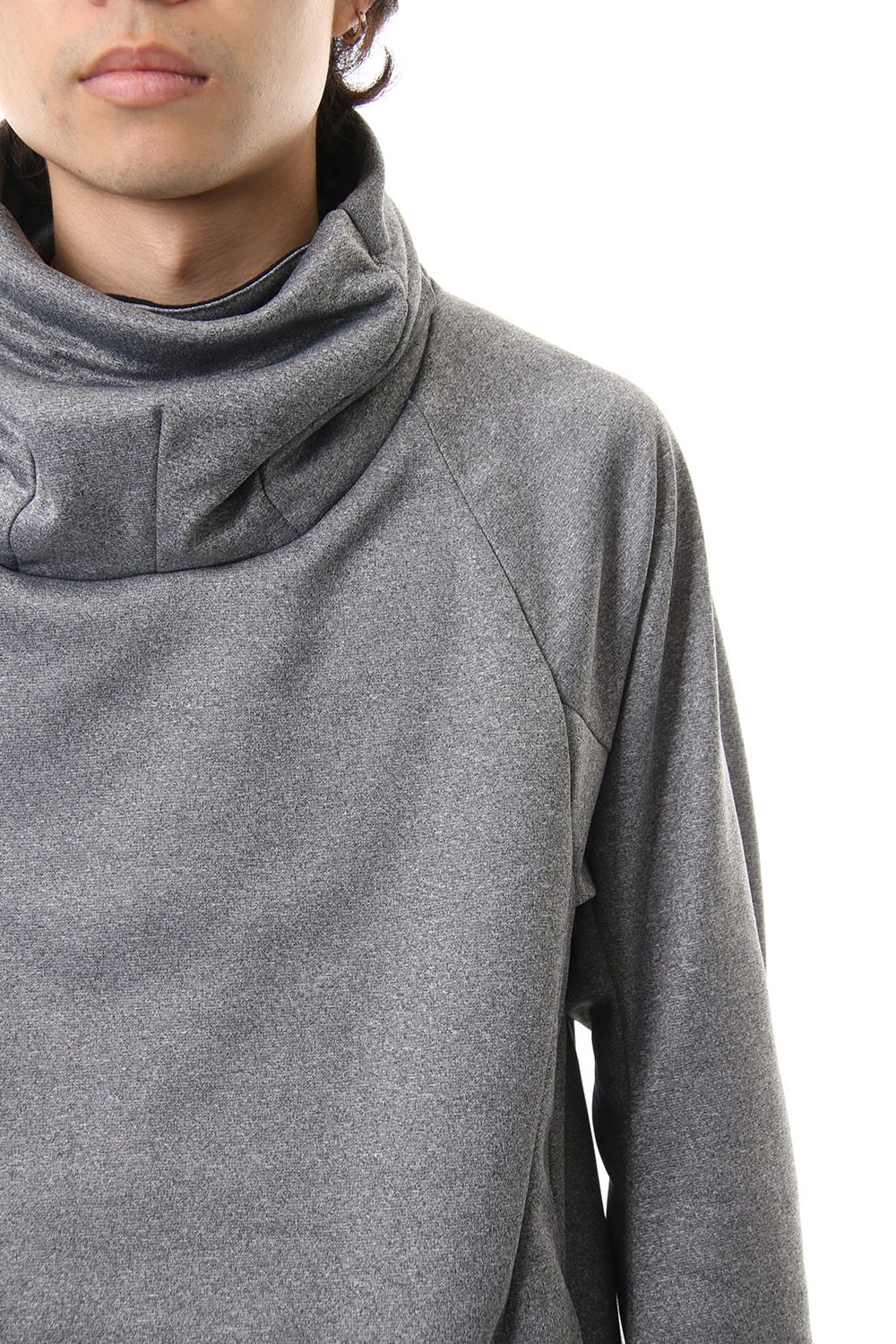 COVERED NECK L/S T.GRAY