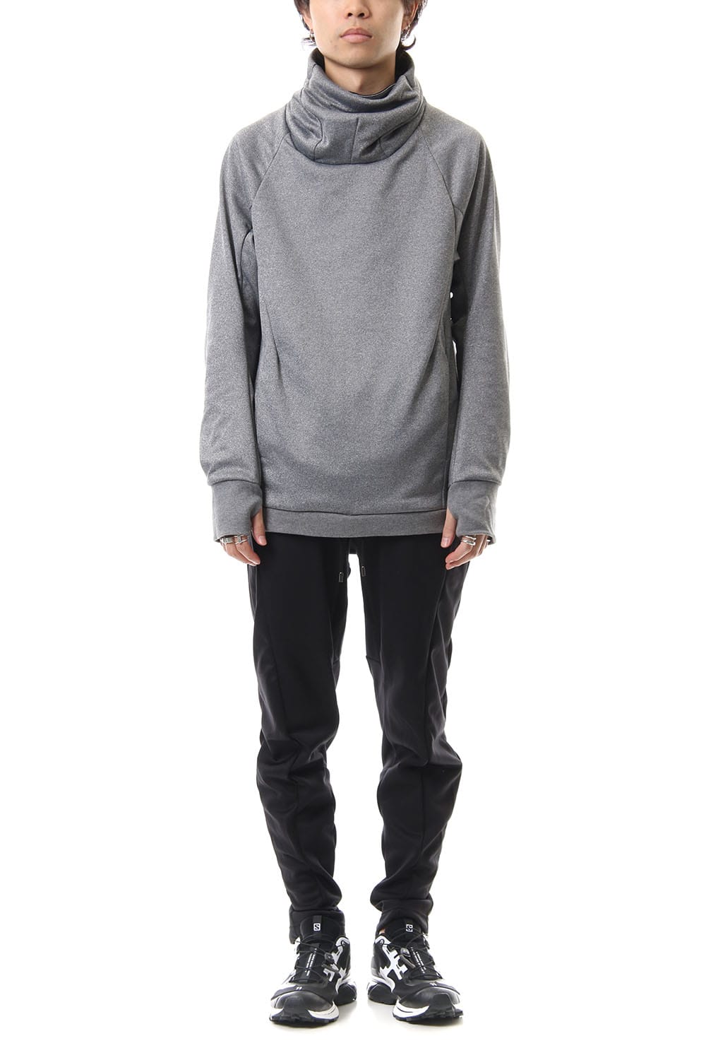 COVERED NECK L/S T.GRAY