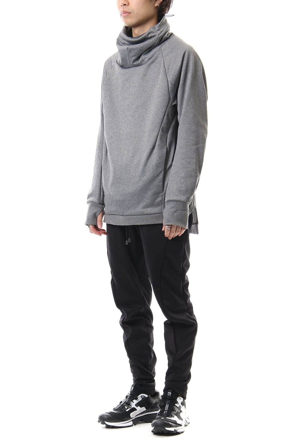 COVERED NECK L/S T.GRAY