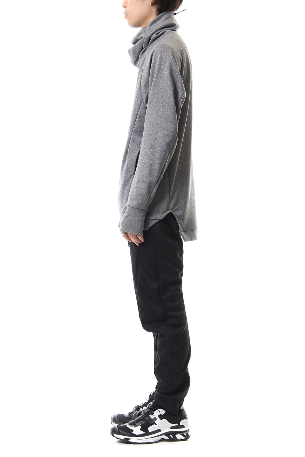 COVERED NECK L/S T.GRAY