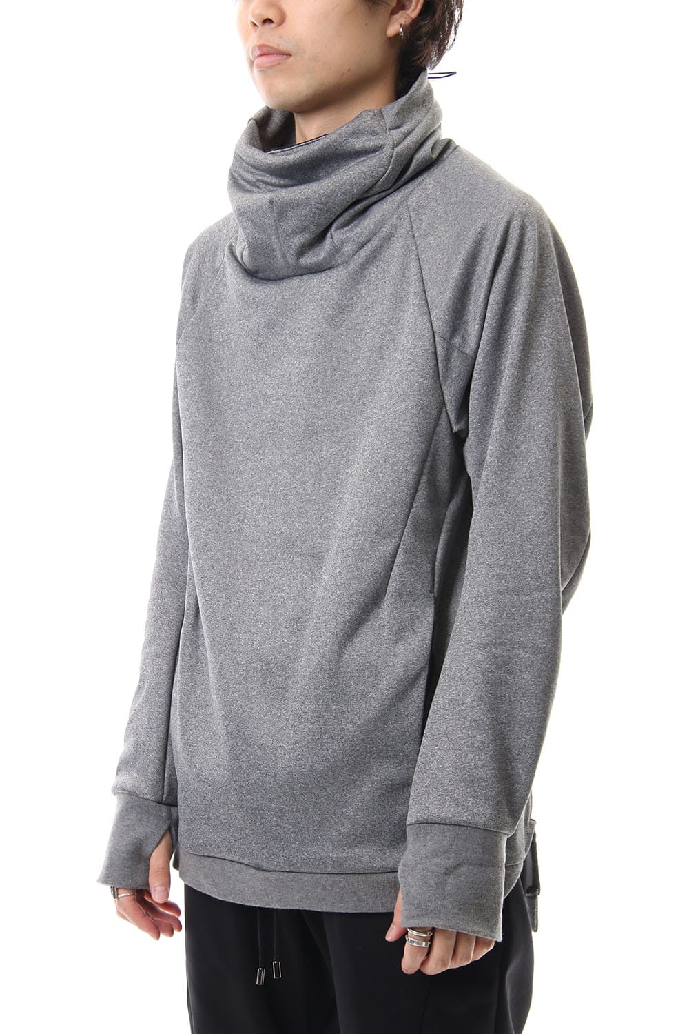 COVERED NECK L/S T.GRAY