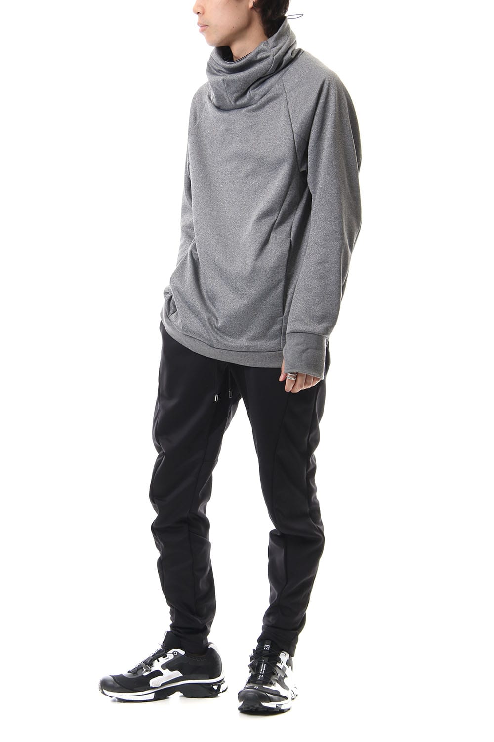 COVERED NECK L/S T.GRAY