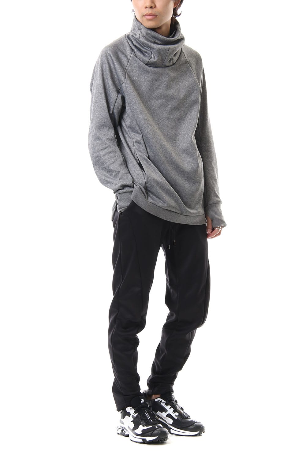 COVERED NECK L/S T.GRAY