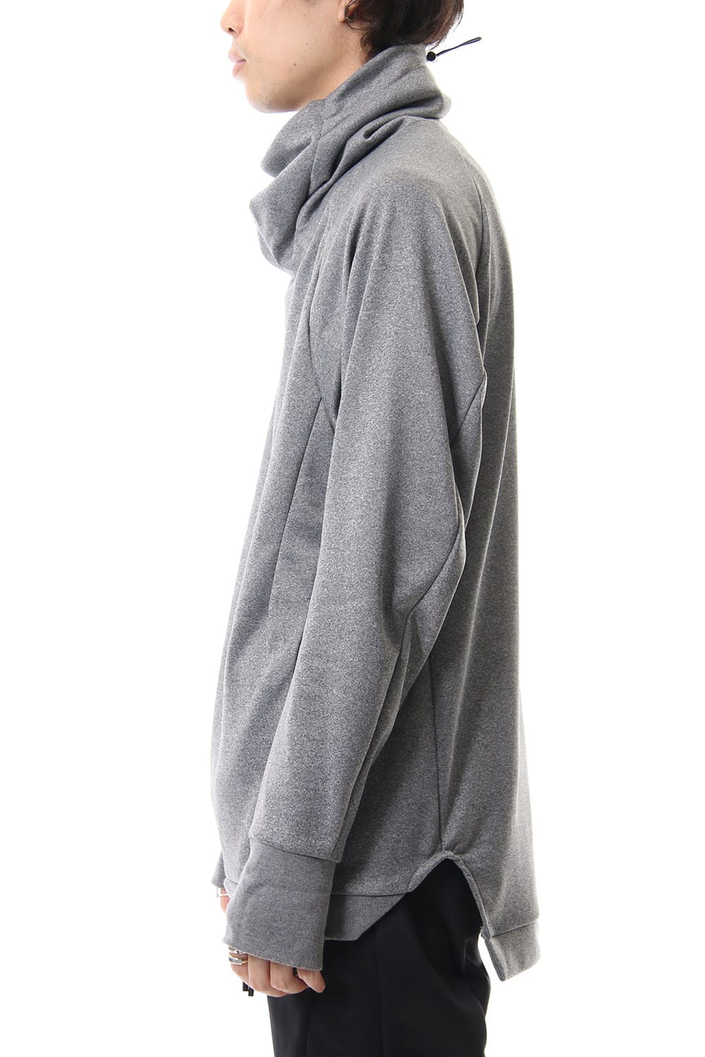 COVERED NECK L/S T.GRAY