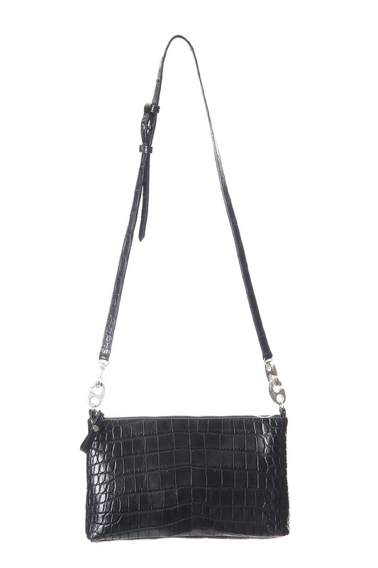 1 Tone Punch Shoulder - Crocodile Leather Black