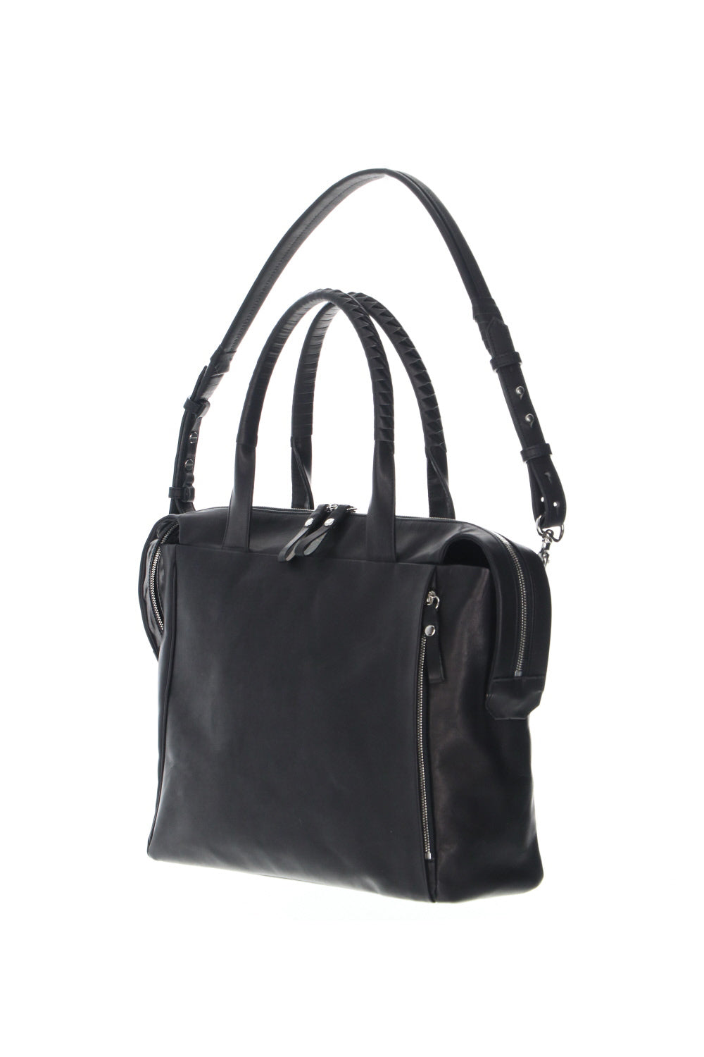 Slide tote bag - Cow leather from Hokkaido Black