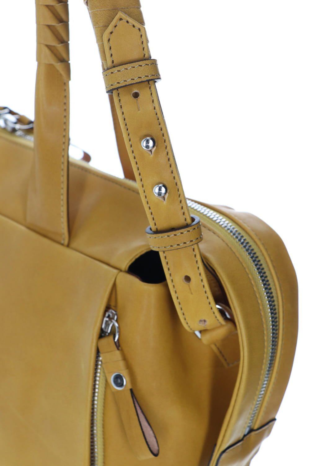 Slide tote bag - Cow leather from Hokkaido Mustard