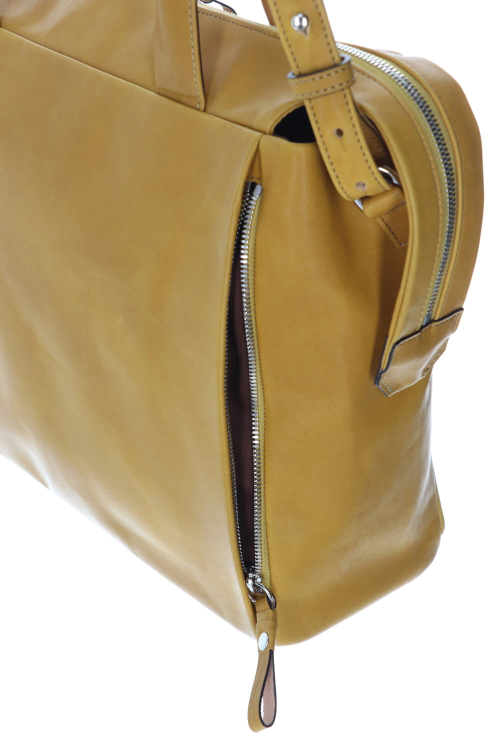 Slide tote bag - Cow leather from Hokkaido Mustard