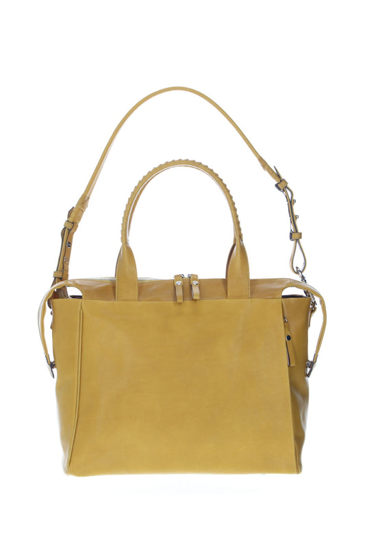 Slide tote bag - Cow leather from Hokkaido Mustard