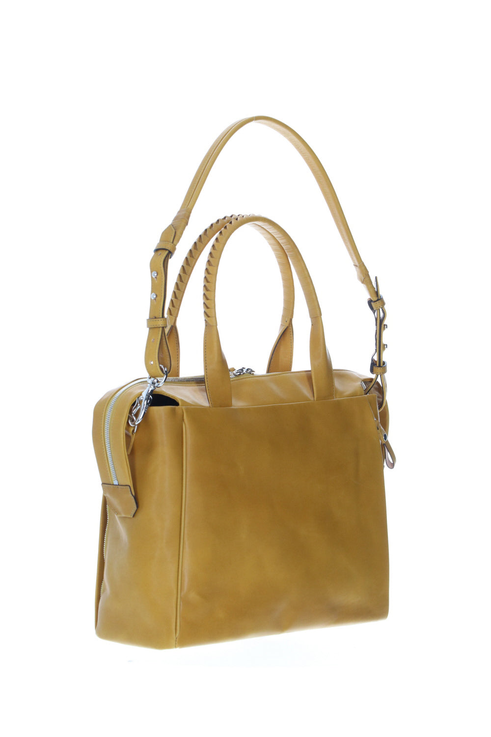 Slide tote bag - Cow leather from Hokkaido Mustard