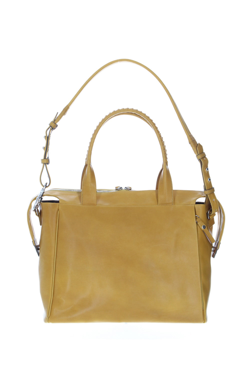 Slide tote bag - Cow leather from Hokkaido Mustard