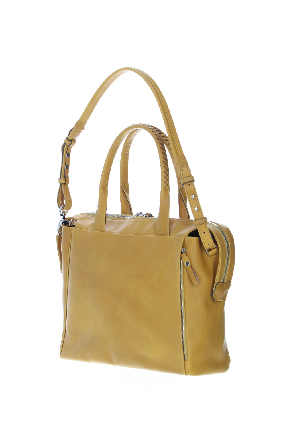 Slide tote bag - Cow leather from Hokkaido Mustard