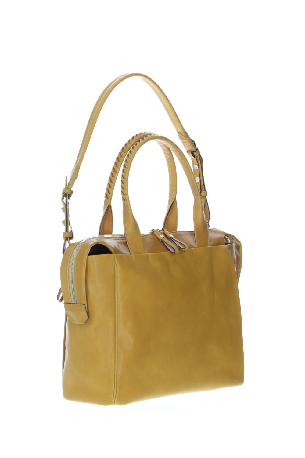 Slide tote bag - Cow leather from Hokkaido Mustard