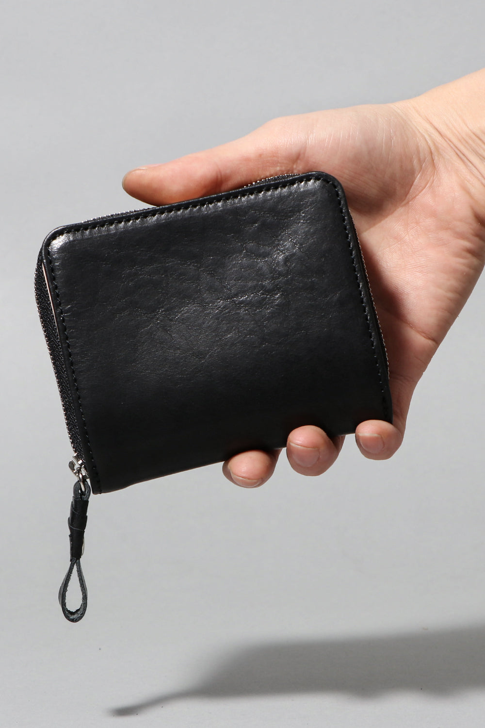 Tower half Wallet - Cow leather from Hokkaido Black