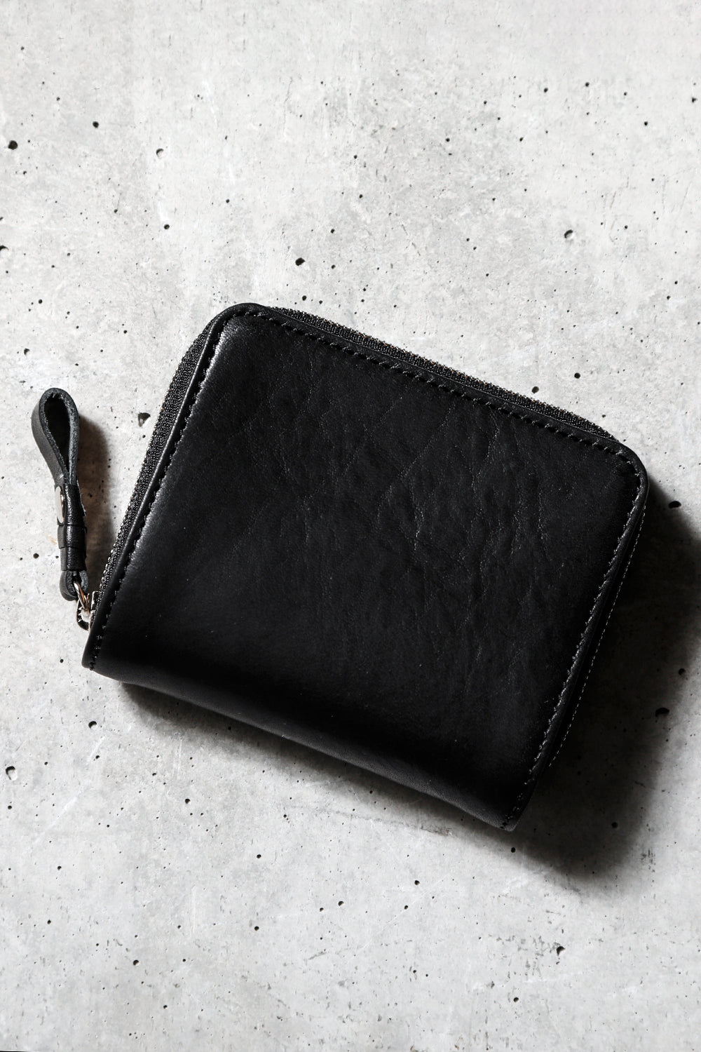 Tower half Wallet - Cow leather from Hokkaido Black