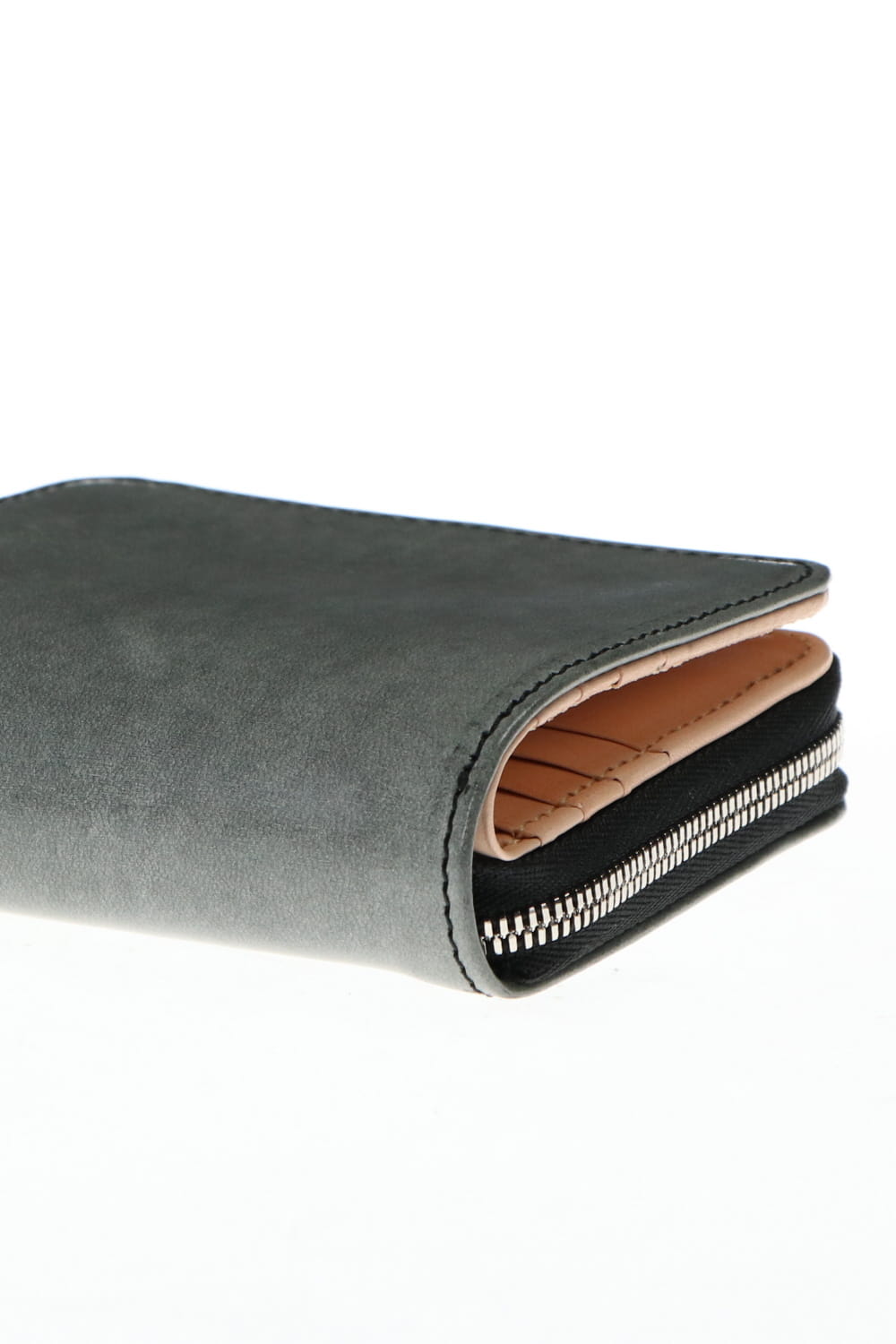 Tower half Wallet - Horse leather from Aomori wax press Black