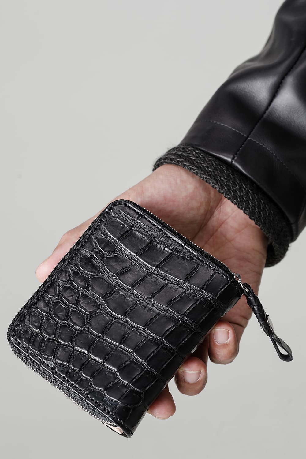 Tower half Wallet - Crocodile  Black