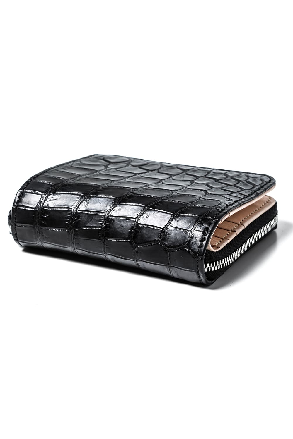 Tower half Wallet - Crocodile  Black