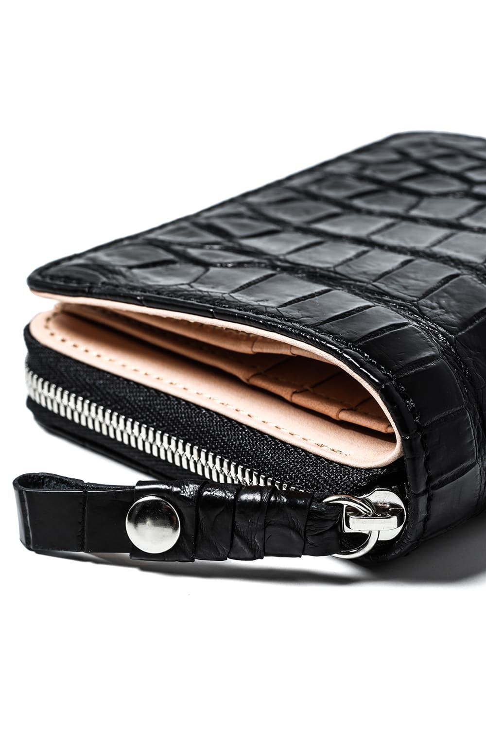 Tower half Wallet - Crocodile  Black