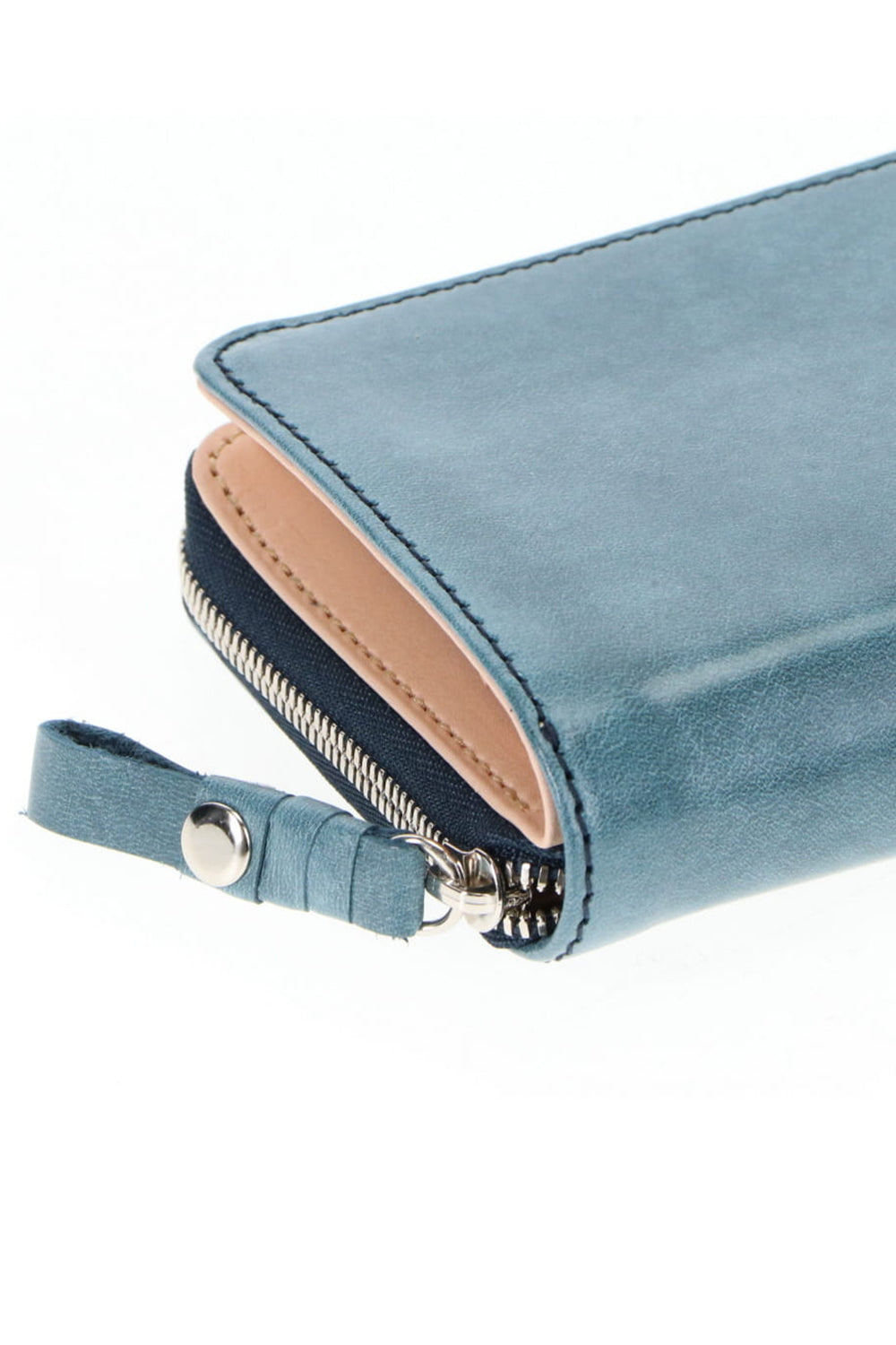 Tower half Wallet - Horse leather from Aomori wax press Navy