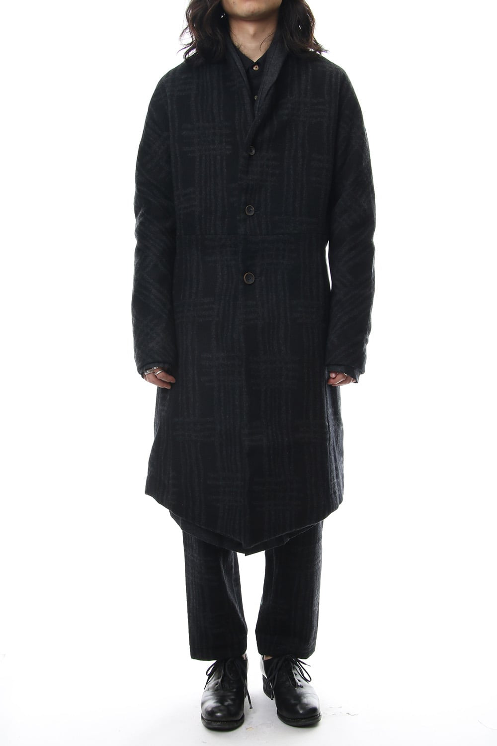 Coat CO28 Grid Pattern Jaquard Wool Beaver Finished