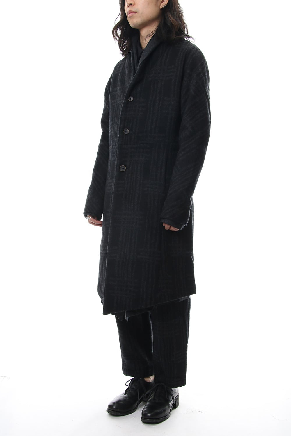 Coat CO28 Grid Pattern Jaquard Wool Beaver Finished