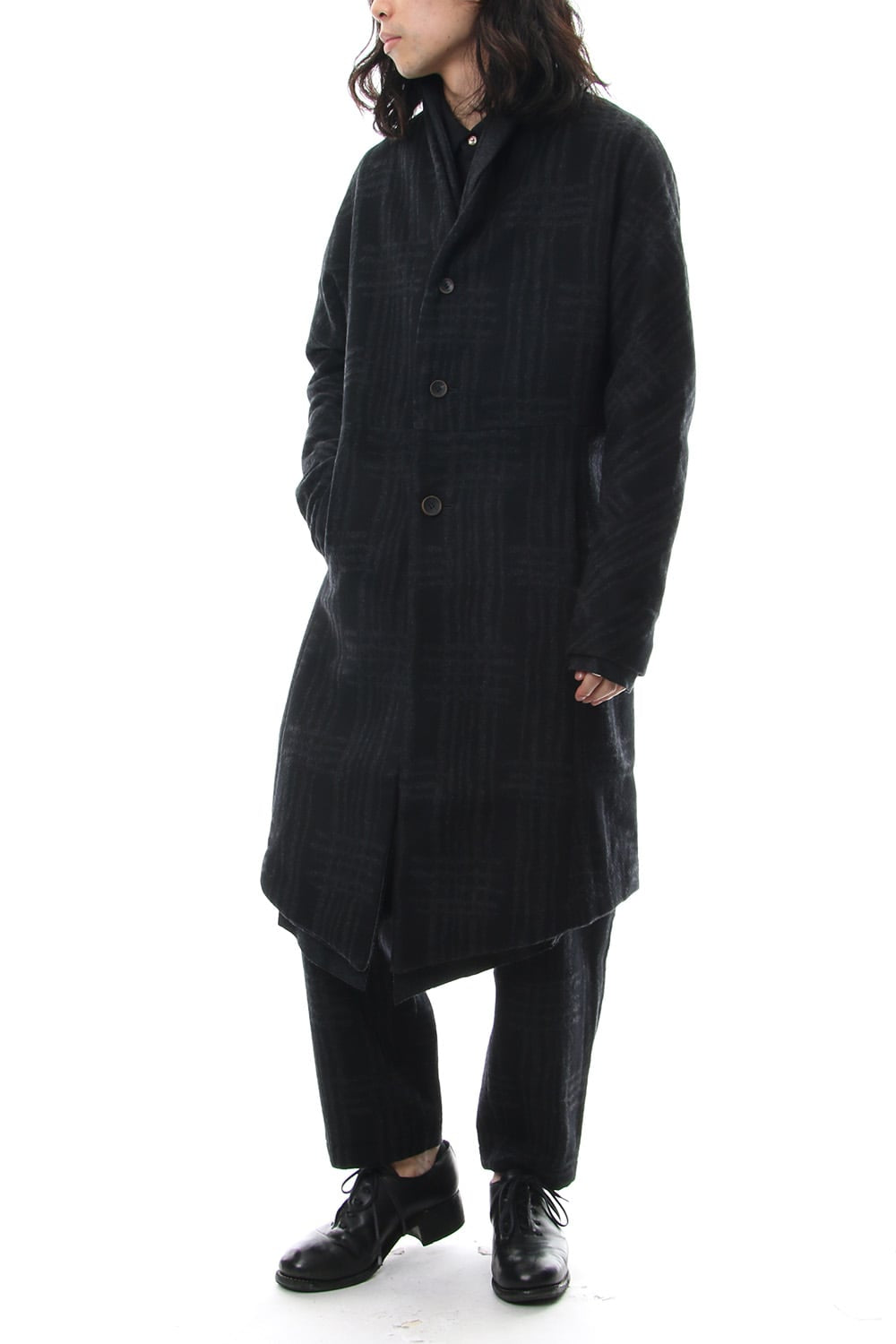 Coat CO28 Grid Pattern Jaquard Wool Beaver Finished