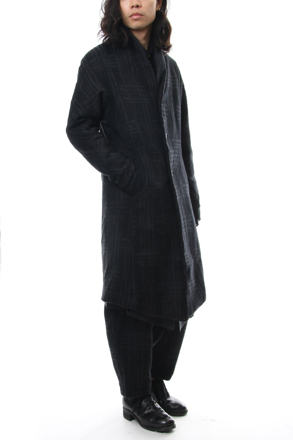 Coat CO28 Grid Pattern Jaquard Wool Beaver Finished