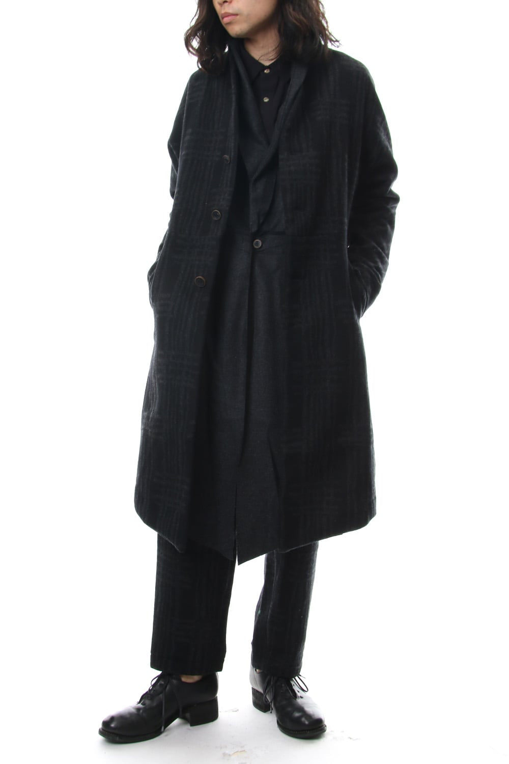 Coat CO28 Grid Pattern Jaquard Wool Beaver Finished