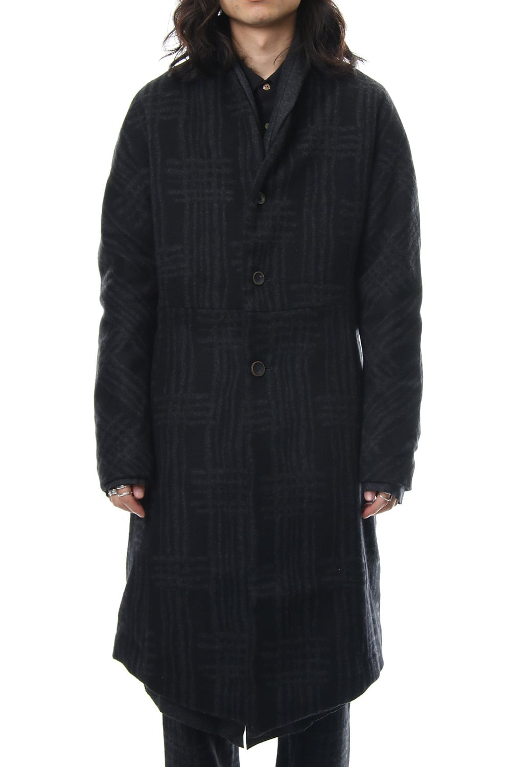 Coat CO28 Grid Pattern Jaquard Wool Beaver Finished