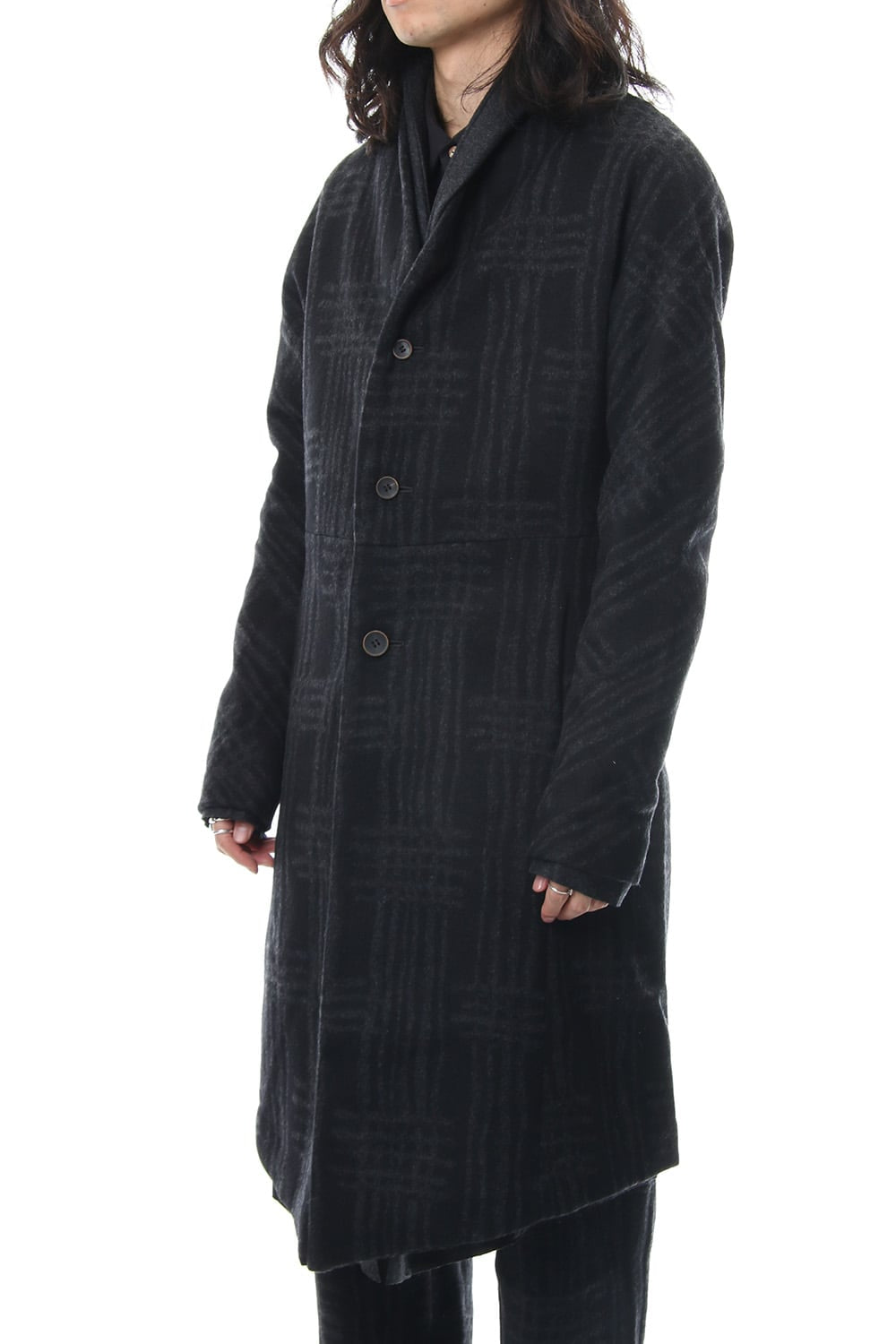 Coat CO28 Grid Pattern Jaquard Wool Beaver Finished