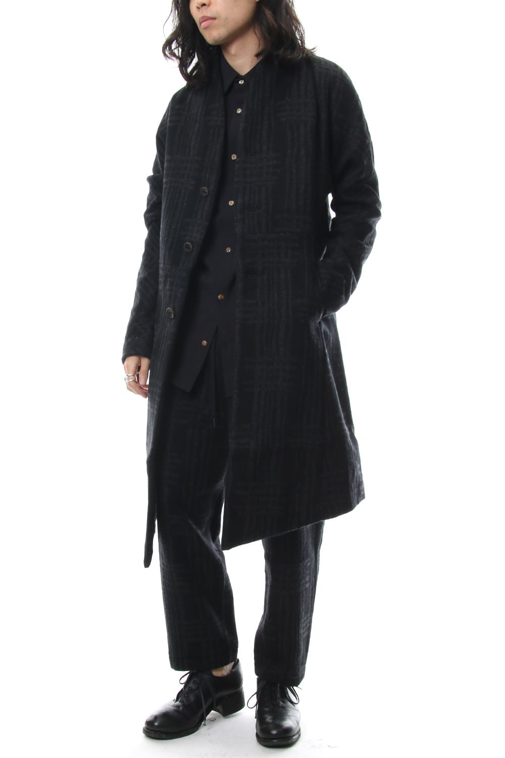 Coat CO28 Grid Pattern Jaquard Wool Beaver Finished